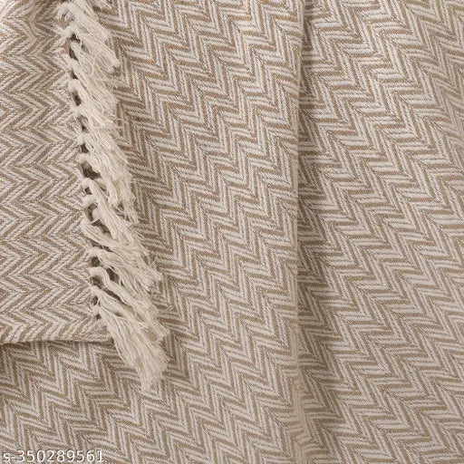 Elegant Kashmiri Wool Throw Blanket with Ethnic Motifs