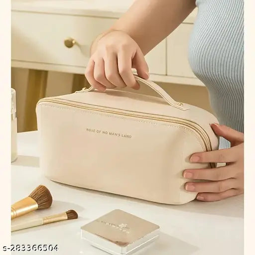 Yubi Sora Beige Leather Make Up Water Proof Bag