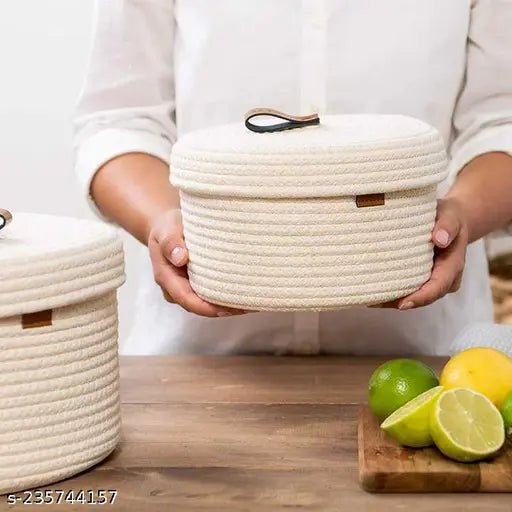 Yubi Sora White Multi-Purpose Essential Jute Basket