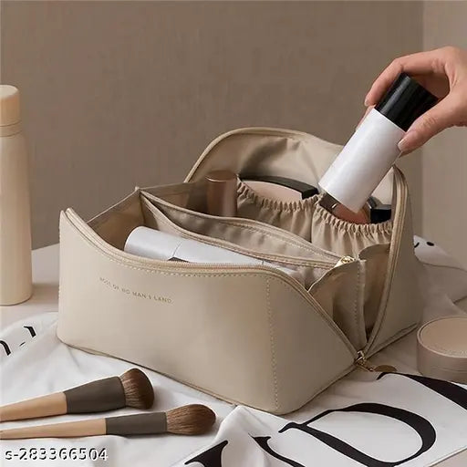 Yubi Sora Beige Leather Make Up Water Proof Bag