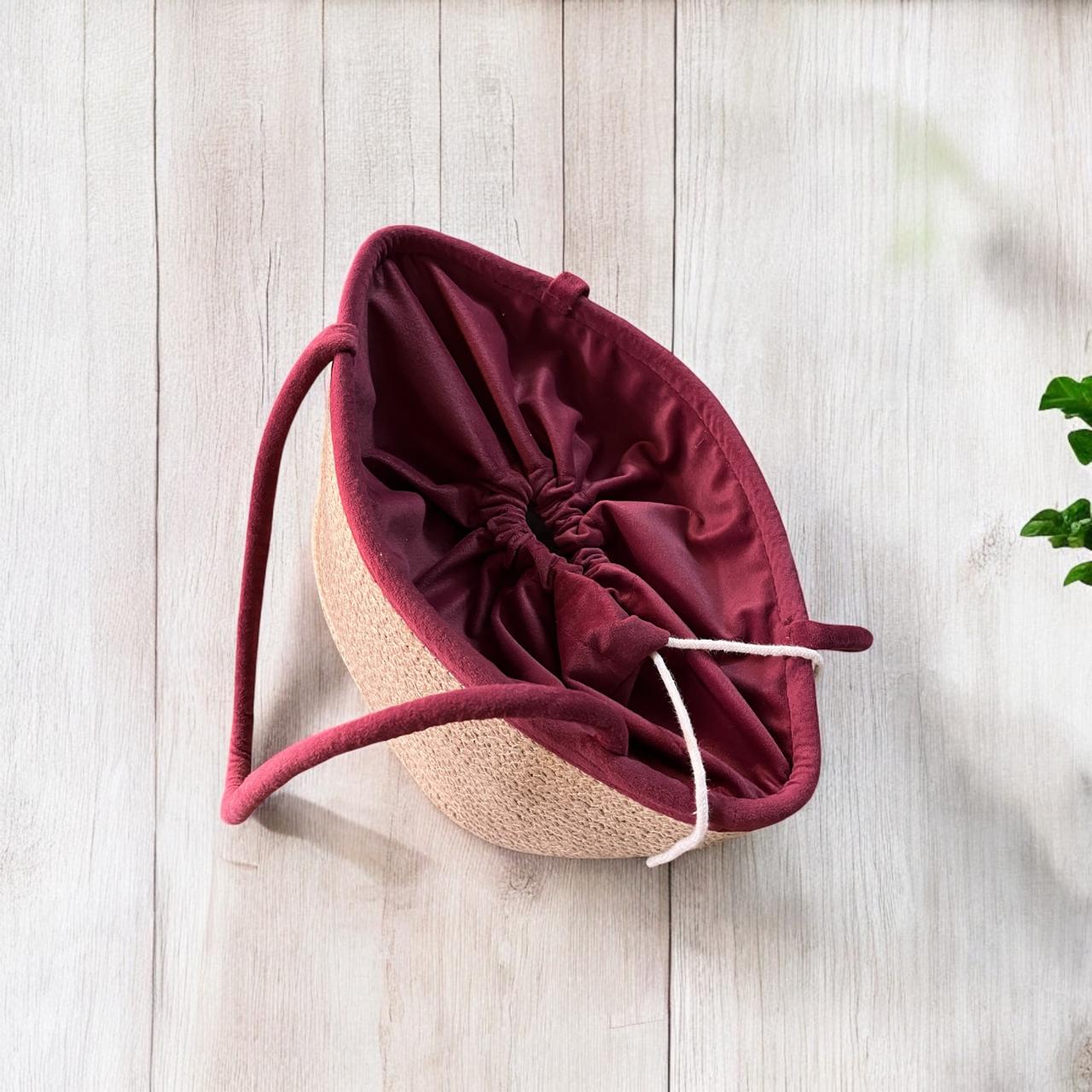 Yubi Sora Cotton Basket with Maroon Linings