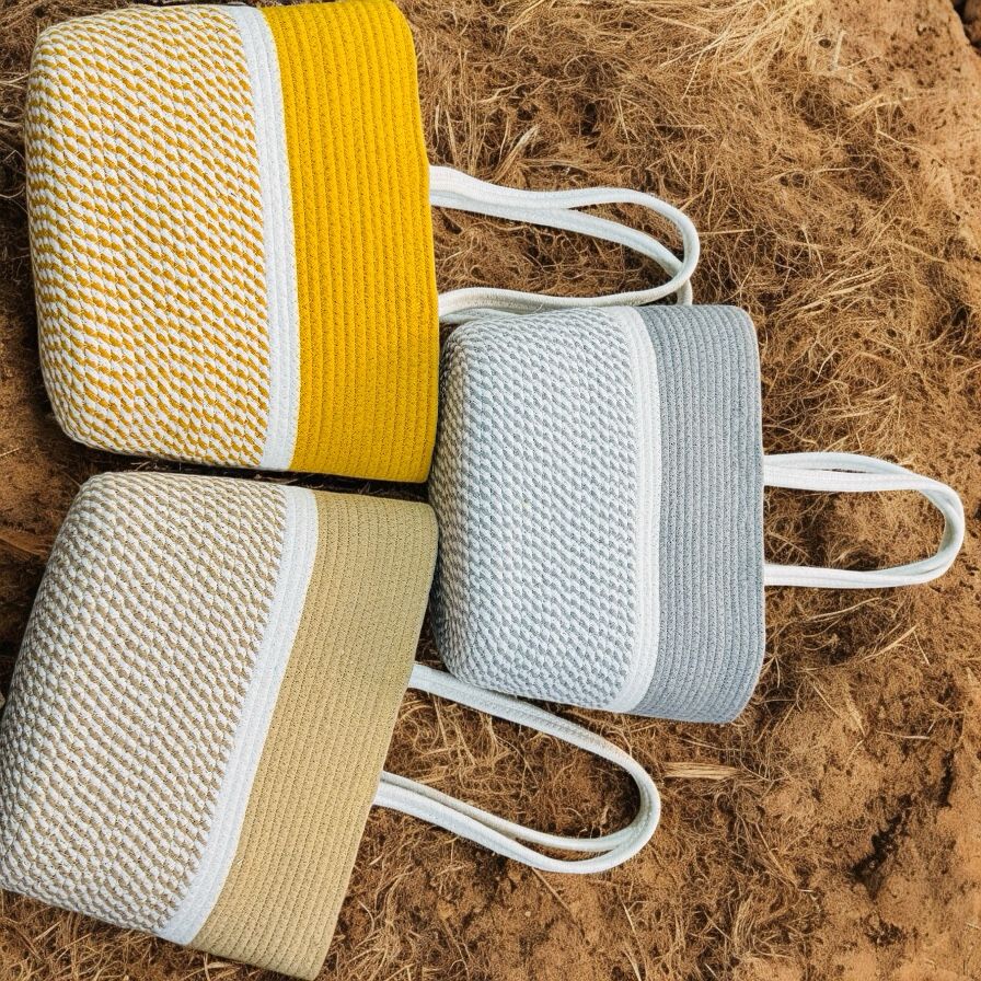 Grey Cotton Bag by Yubi Sora