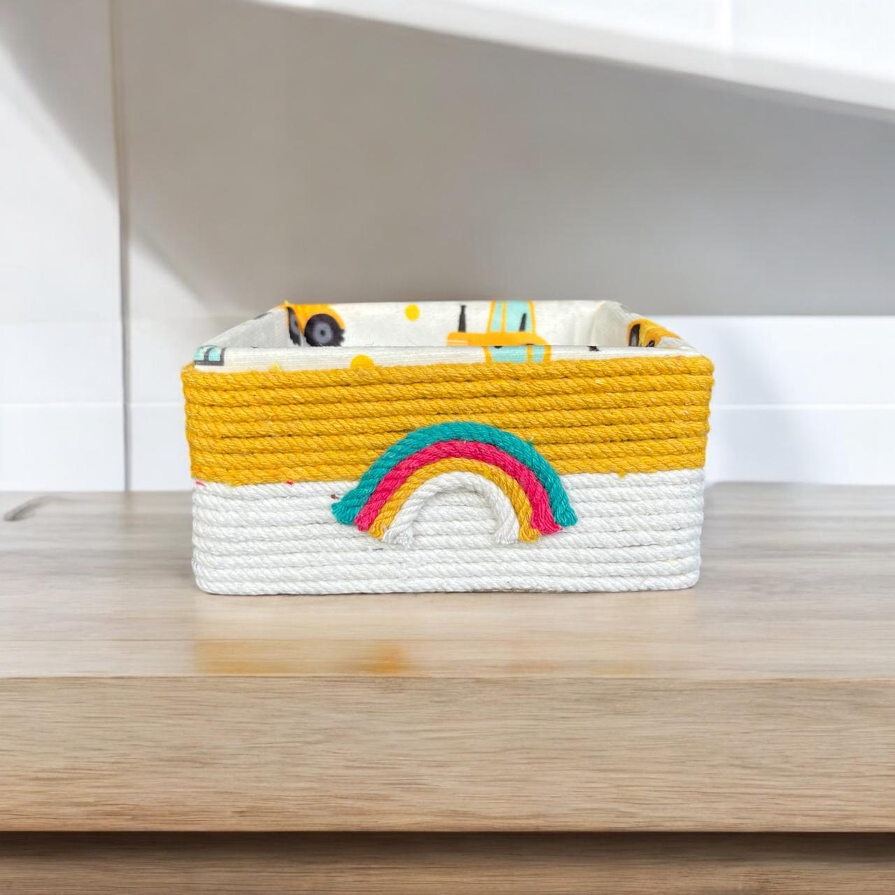 Yellow Wooden Fram Rainbow Square Basket