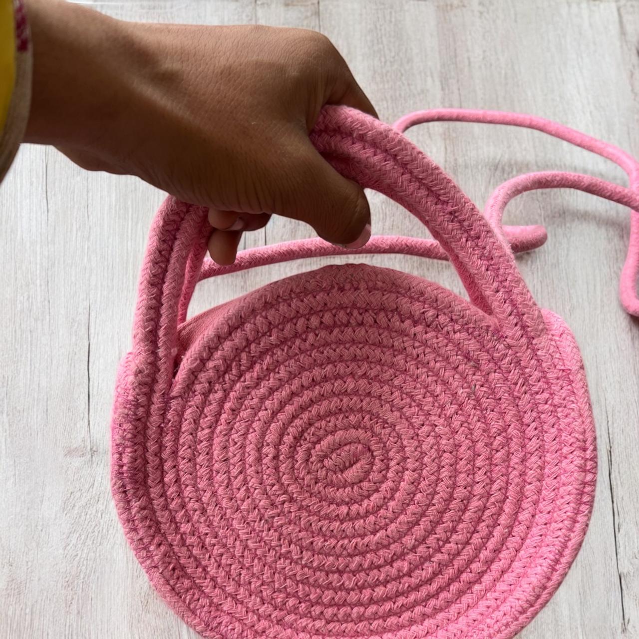 Pink Cotton Rope Dori Bag by Yubi Sora