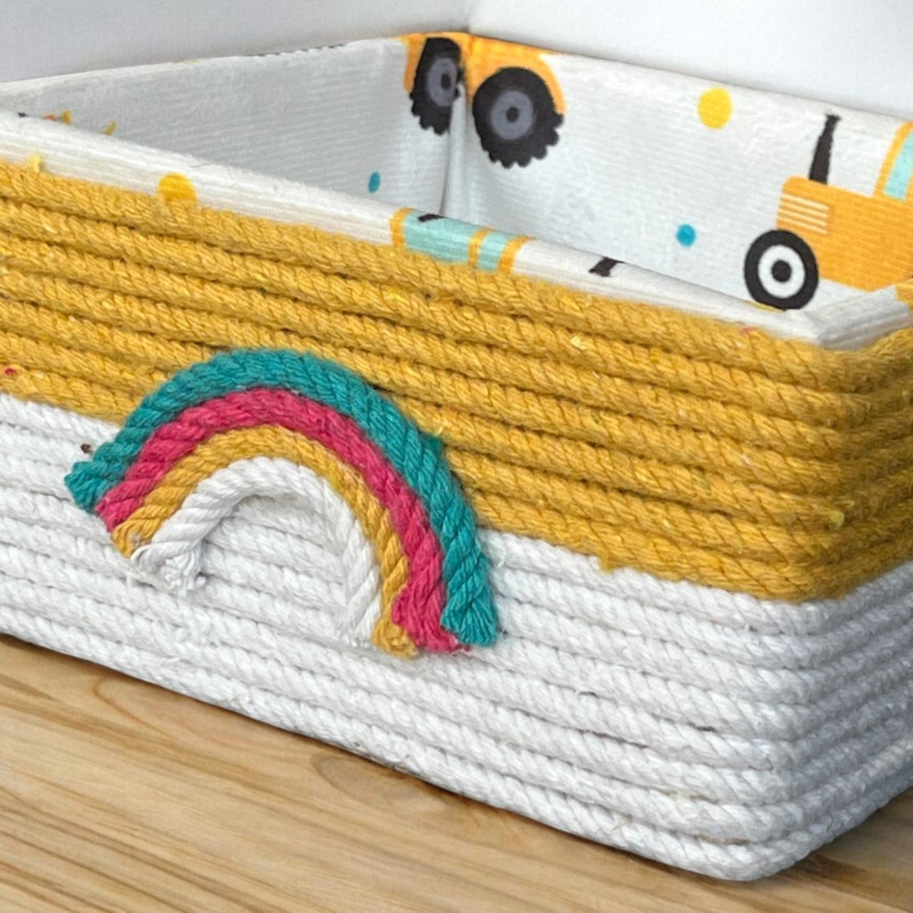 Yellow Wooden Fram Rainbow Square Basket