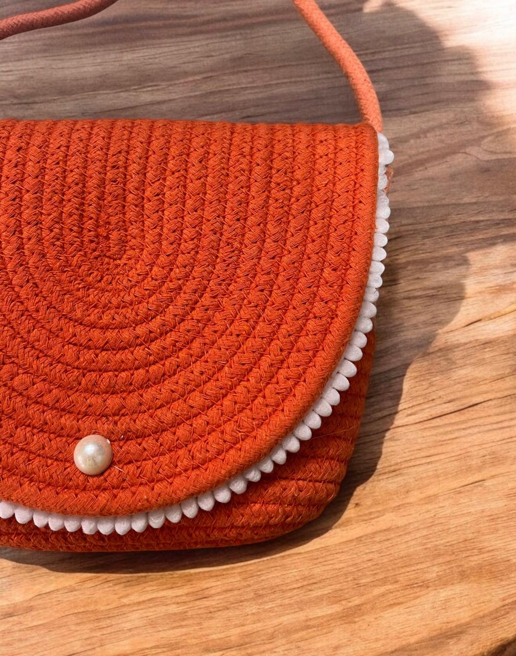 Cotton Rope Flap Bag Orange