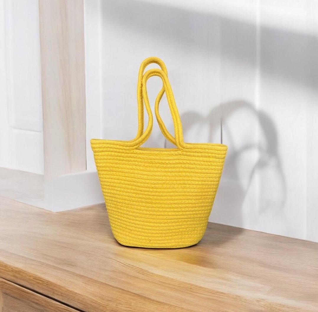Yellow Zip Cotton Bag by Yubi Sora