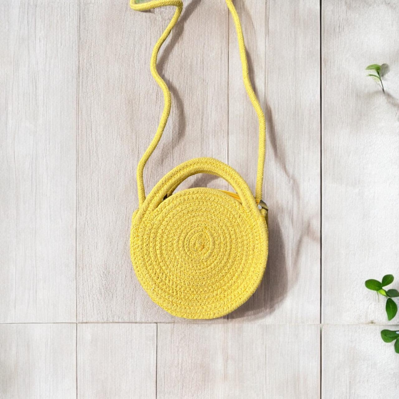 Yellow Cotton Rope Dori Bag by Yubi Sora