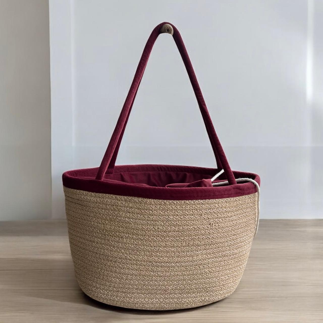 Yubi Sora Cotton Basket with Maroon Linings