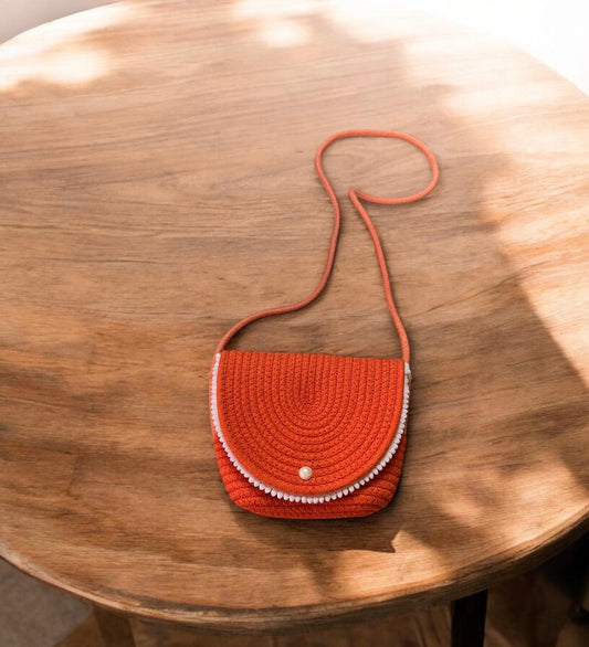 Cotton Rope Flap Bag Orange