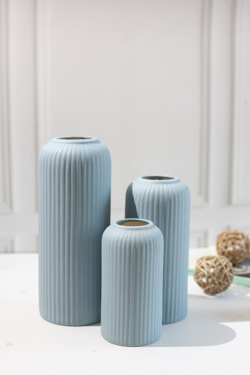 Yubi Sora Blue Lined Vase Set of 3