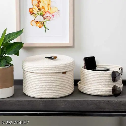 Yubi Sora White Multi-Purpose Essential Jute Basket