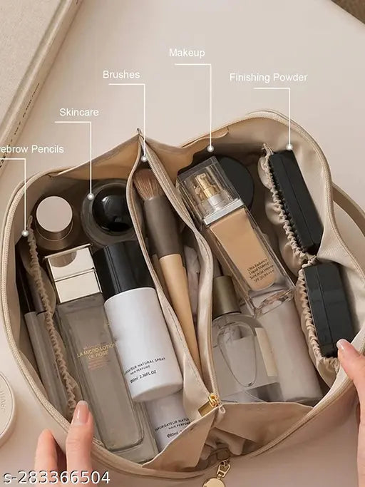 Yubi Sora Beige Leather Make Up Water Proof Bag