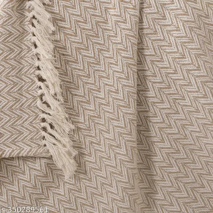 Elegant Kashmiri Wool Throw Blanket with Ethnic Motifs