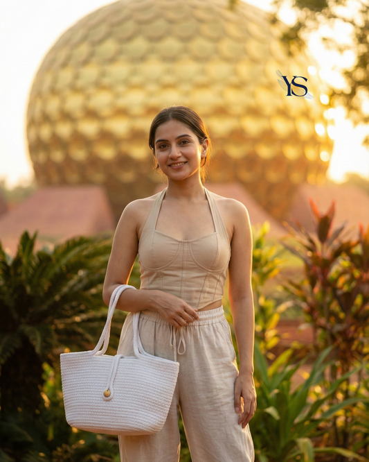 All White  Outdoors Bag with Bead Lock