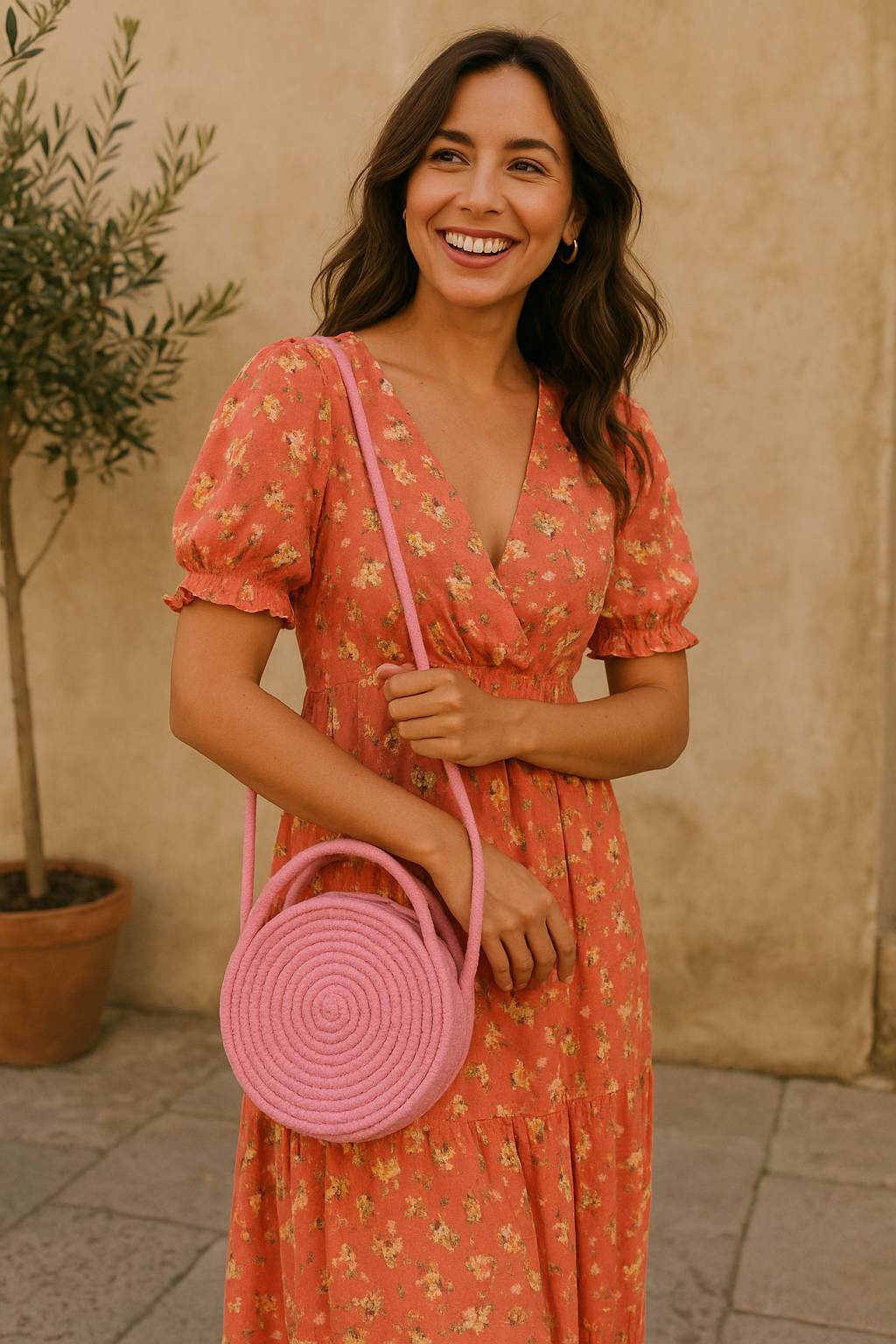 Pink Cotton Rope Dori Bag by Yubi Sora