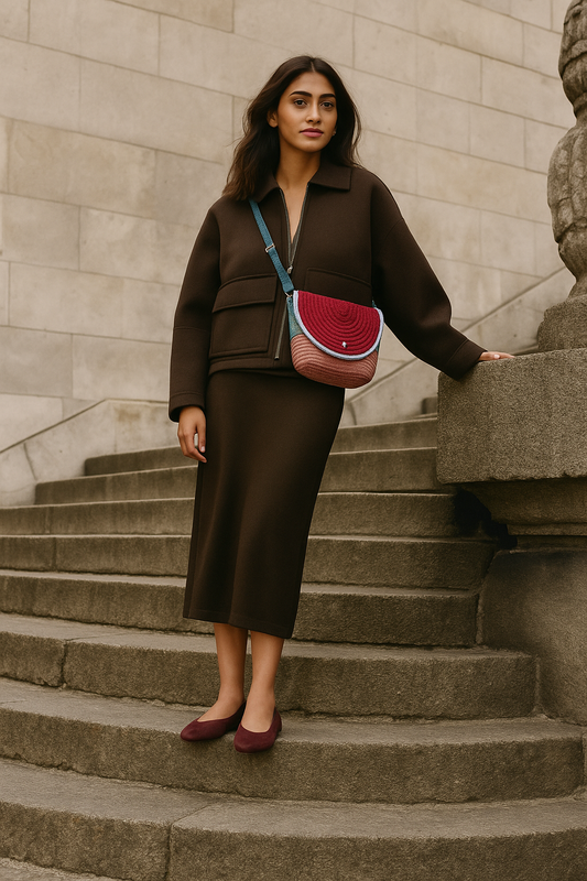 Cotton Rope Flap Bag Pink
