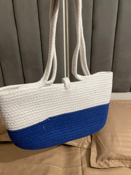 Blue White Striped Outdoors Bag with Bead Lock