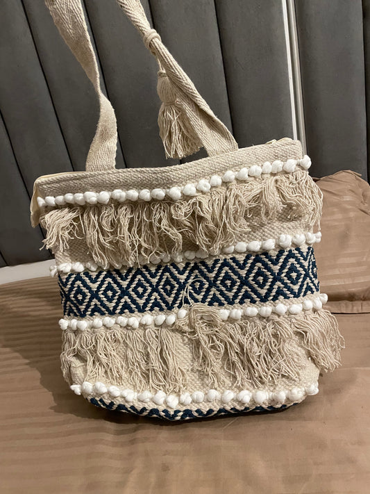 Indian Karigari styled Handmade Work and Carry Bag with Zip Lock