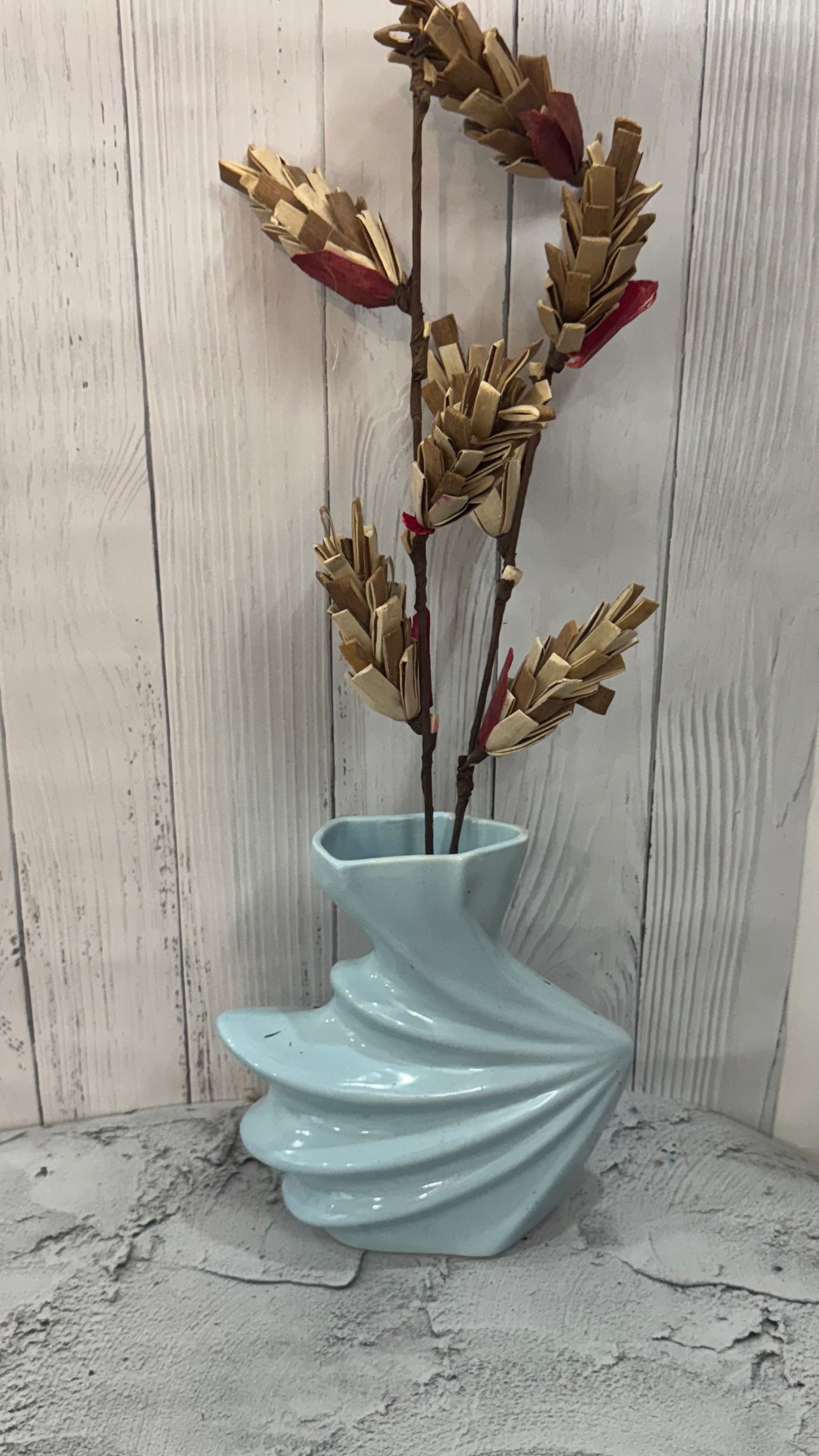 Yubi Sora Aqua Wing Shaped Glazed Ceramic Vase