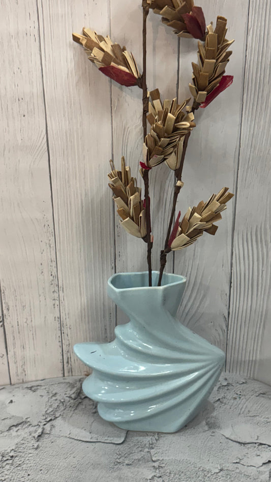Yubi Sora Aqua Wing Shaped Glazed Ceramic Vase