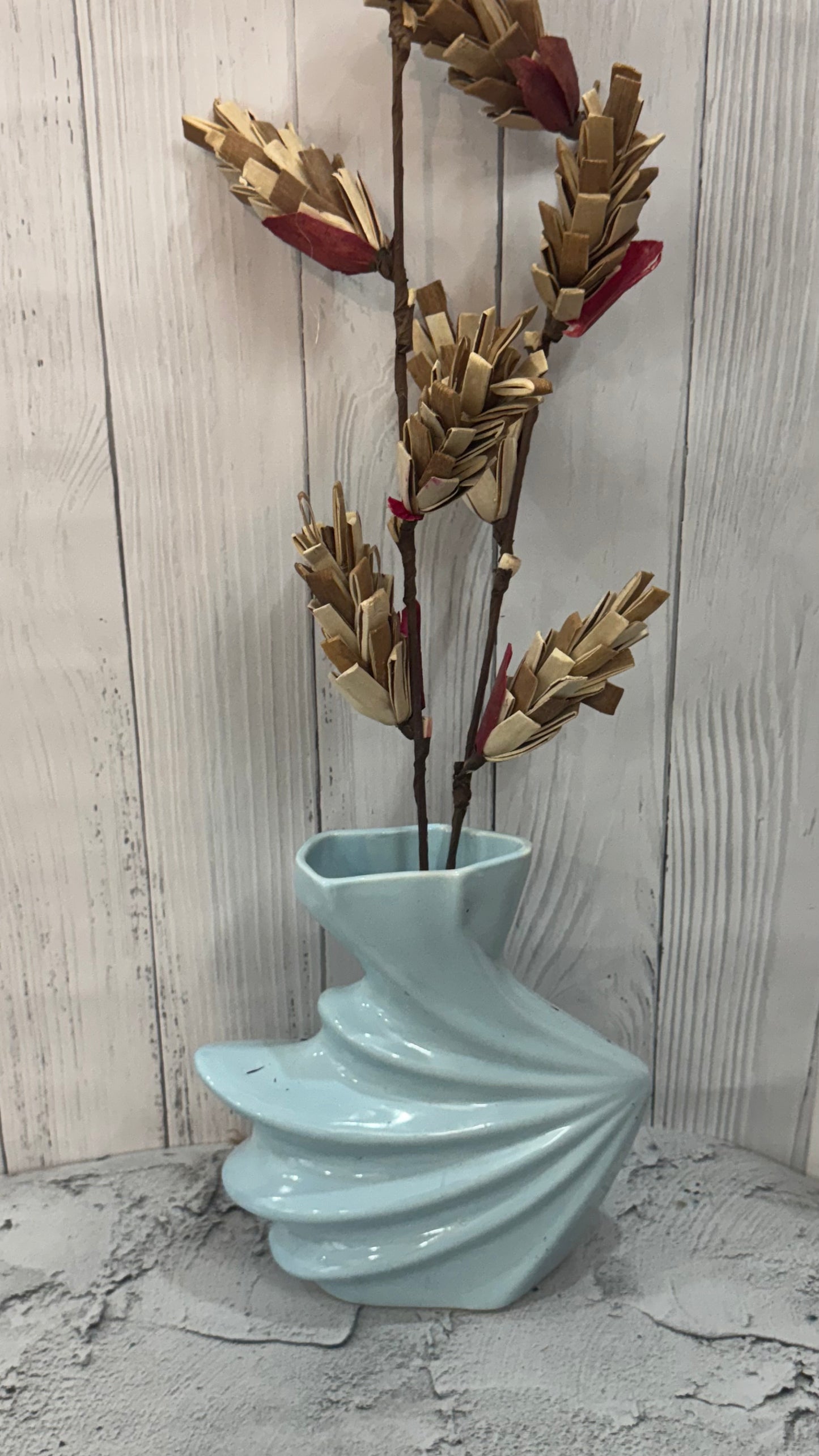 Yubi Sora Aqua Wing Shaped Glazed Ceramic Vase