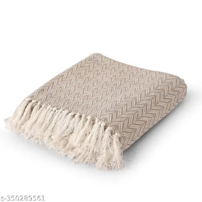 Elegant Kashmiri Wool Throw Blanket with Ethnic Motifs