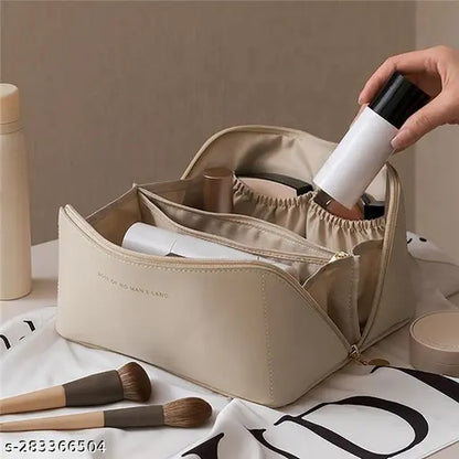 Yubi Sora Beige Leather Make Up Water Proof Bag