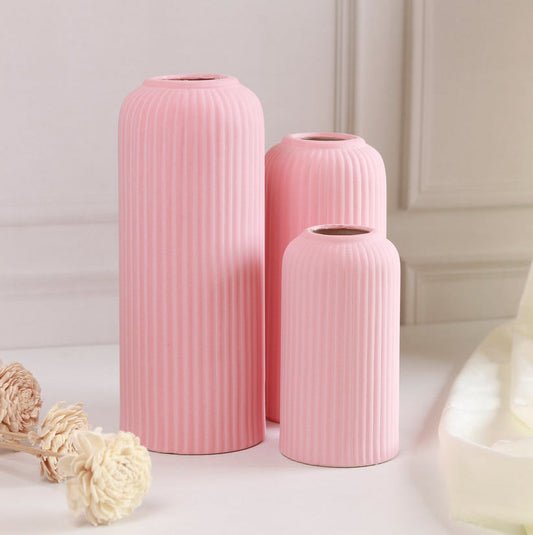 Yubi Sora Pink Lined Vase Set of 3