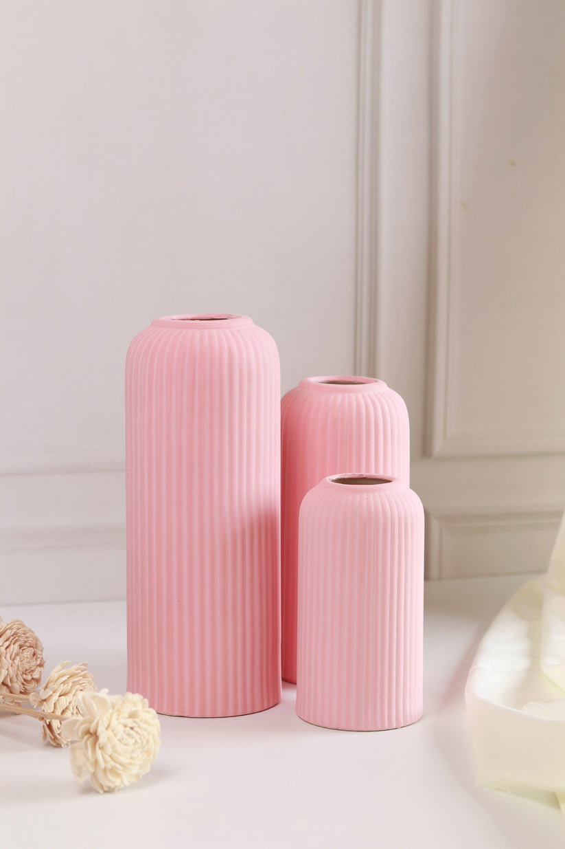 Yubi Sora Pink Lined Vase Set of 3