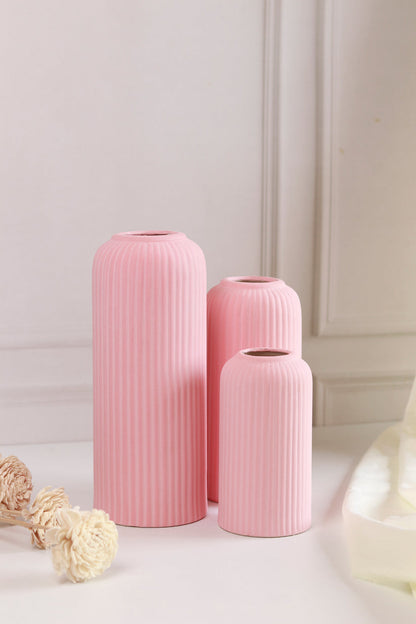 Yubi Sora Pink Lined Vase Set of 3