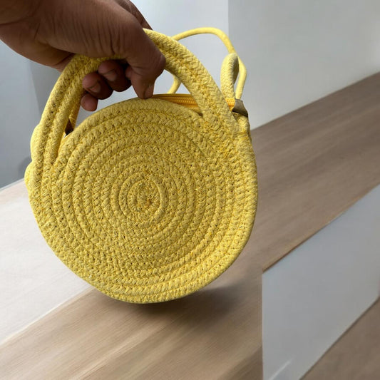 Yellow Cotton Rope Dori Bag by Yubi Sora