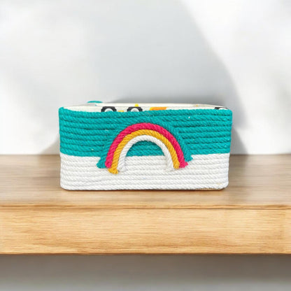 Blue Wooden Fram Rainbow Square Basket