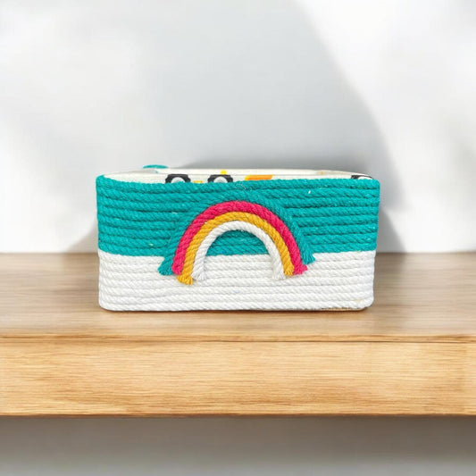 Blue Wooden Fram Rainbow Square Basket