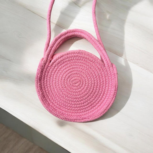 Pink Cotton Rope Dori Bag by Yubi Sora