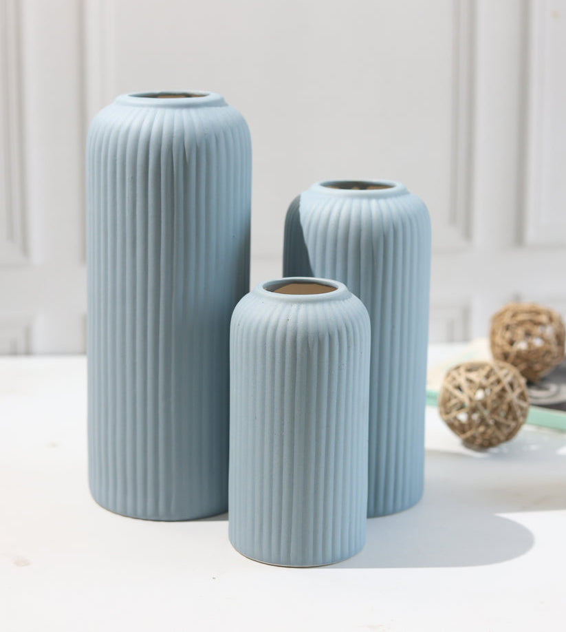 Yubi Sora Blue Lined Vase Set of 3