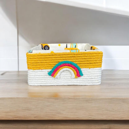 Yellow Wooden Fram Rainbow Square Basket