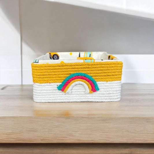 Yellow Wooden Fram Rainbow Square Basket
