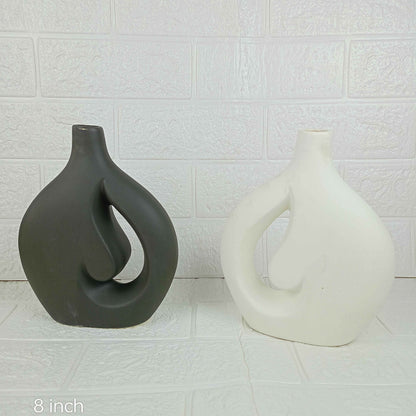 Yubi Sora Matte Side-Ring Vase Set