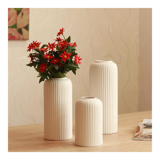 Yubi Sora White Lined Vase Set of 3