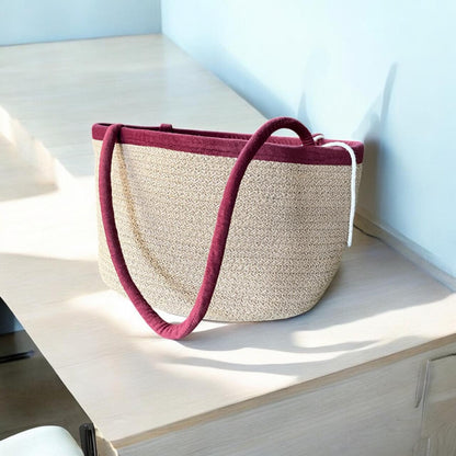 Yubi Sora Cotton Basket with Maroon Linings