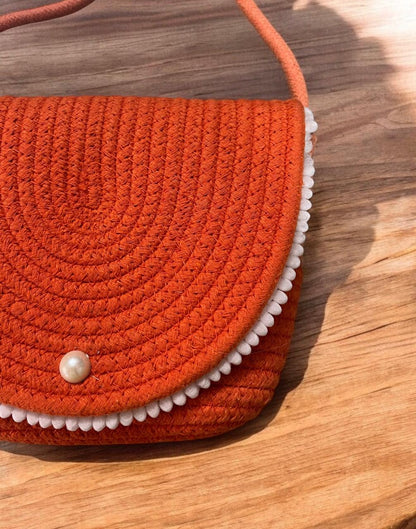 Cotton Rope Flap Bag Orange
