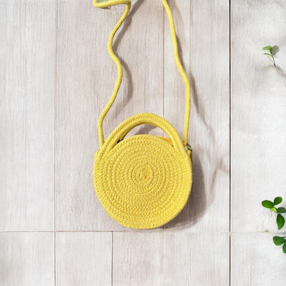 Yellow Cotton Rope Dori Bag by Yubi Sora