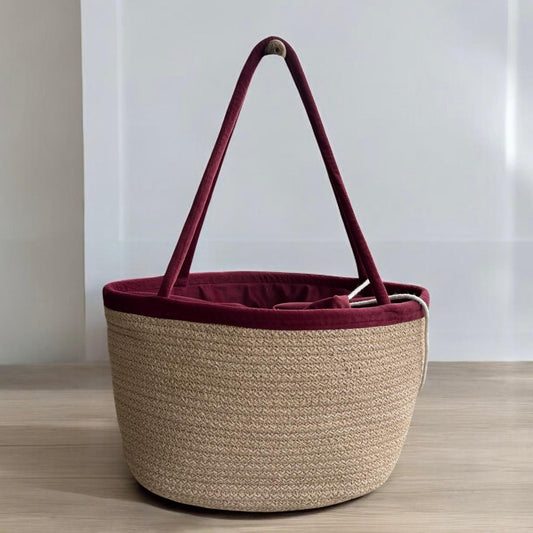 Yubi Sora Cotton Basket with Maroon Linings
