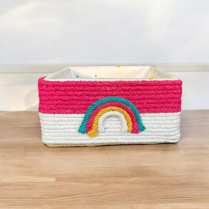 Pink Wooden Fram Rainbow Square Basket