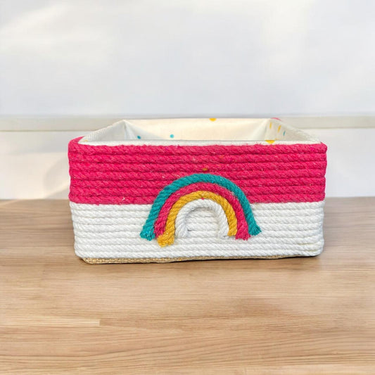 Pink Wooden Fram Rainbow Square Basket