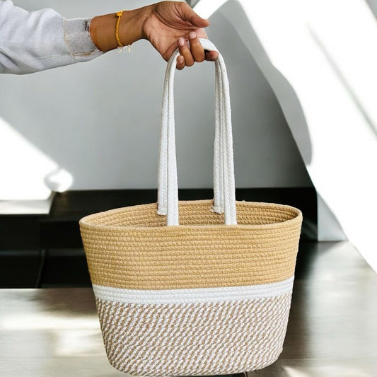 Beige Cotton Bag by Yubi Sora