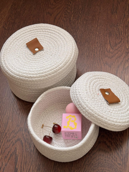 Yubi Sora White Multi-Purpose Essential Jute Basket