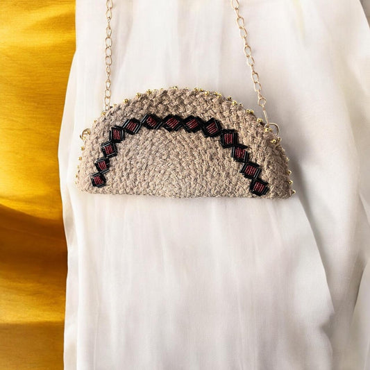 Designer Jute Clutch Bag Beige by Yubi Sora