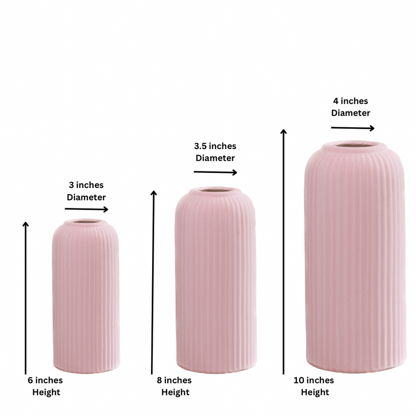 Yubi Sora Pink Lined Vase Set of 3